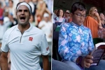 Wimbledon 2019 Clash of Tennis, Wimbledon 2019 Clash of Tennis, roger federer vs rafael nadal semi final indian origin boy seen engrossed in his book during wimbledon 2019 clash of tennis, Rafael