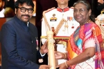 Chiranjeevi Padma Vibhushan, Chiranjeevi Padma Vibhushan, chiranjeevi receives padma vibhushan, Amit shah